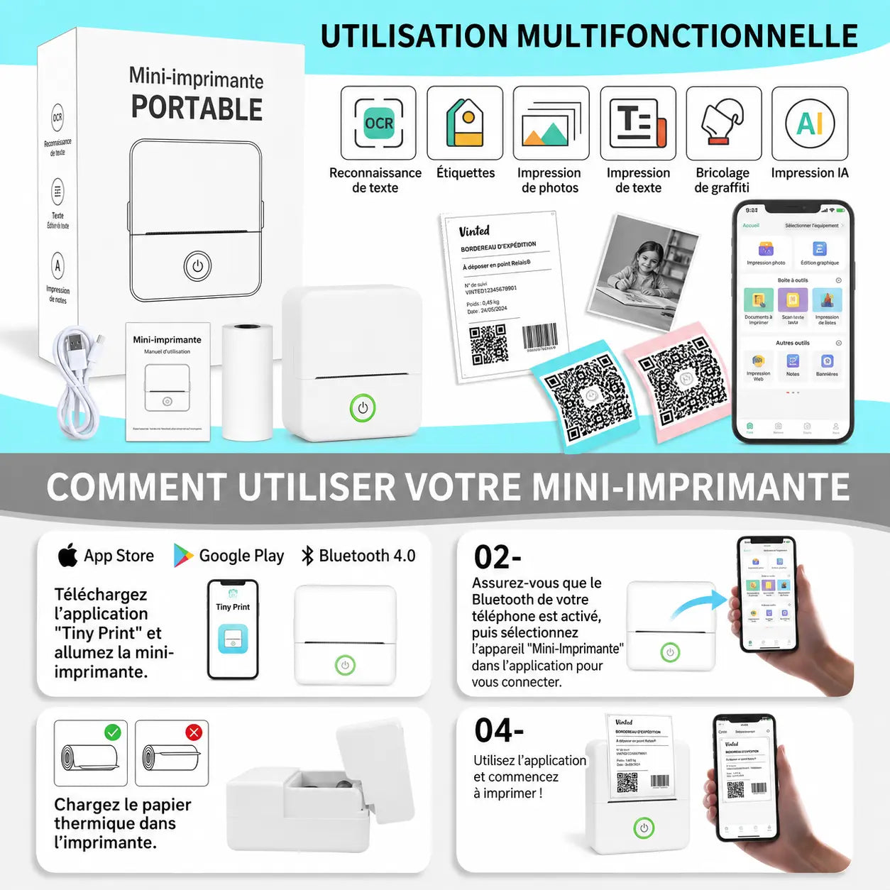 Mini imprimante thermique Aluna